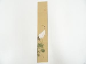 景岳筆　松上鶴　肉筆短冊